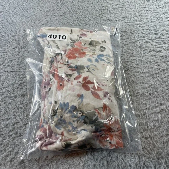 J. Jill Floral Long Sleeve Top Cream Coral Blue Cotton Blend Size L - Picture 9 of 9